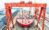 航天大洋15000噸多功能海纜施工船(DYOE001)完成主船體貫通節(jié)點
